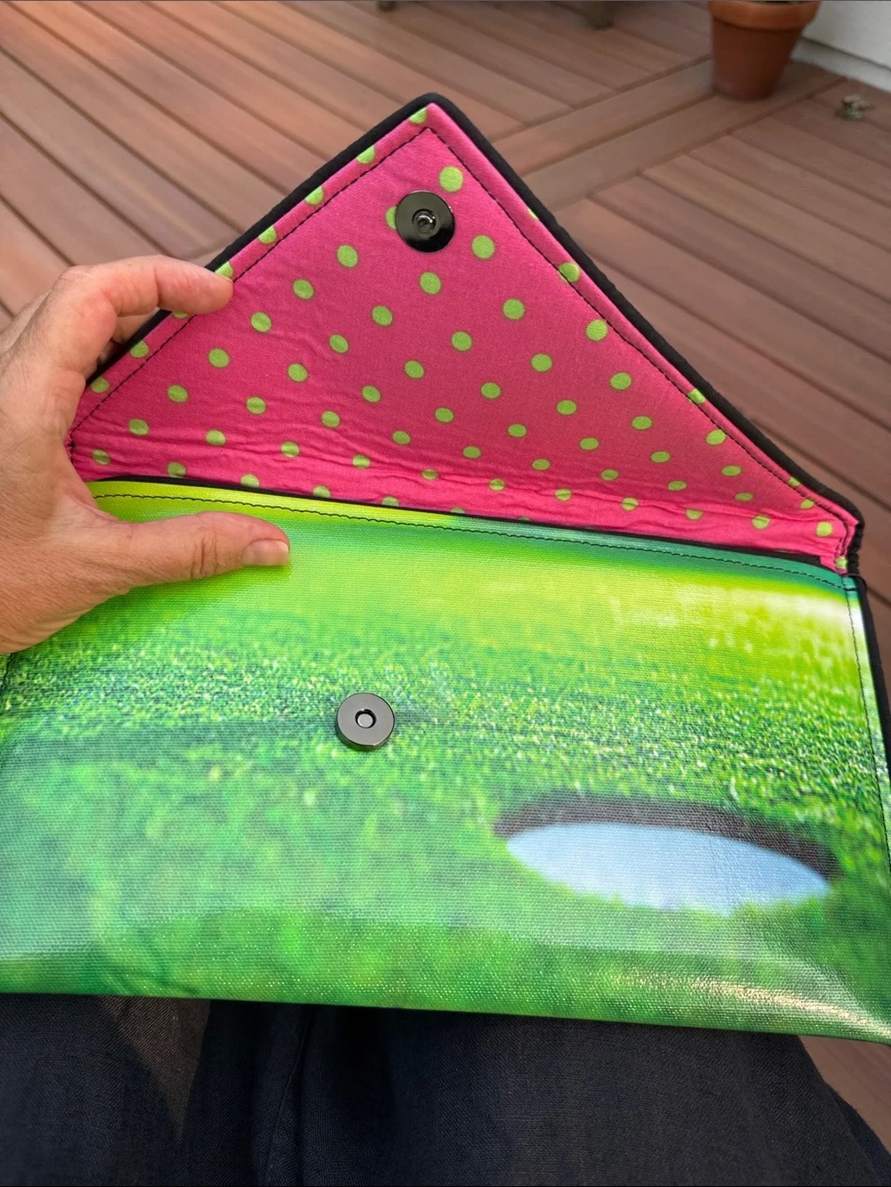 Kent StetsonGolf Print Envelope Clutch with Golf Ball Detail